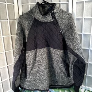 Abercrombie & Fitch fleece quilted pullover snap sweatshirt